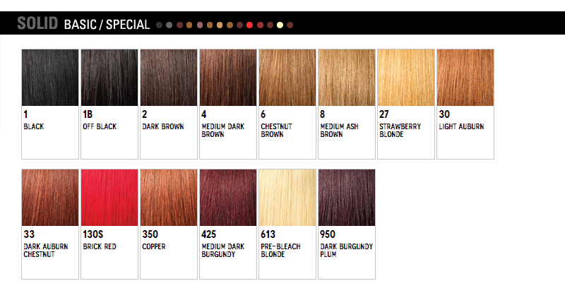 Wig Color Chart, Wig Colors